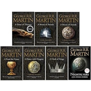 A Song of Ice and Fire Series & Nightflyers Paperback boxset met 7 boeken voor €14,95