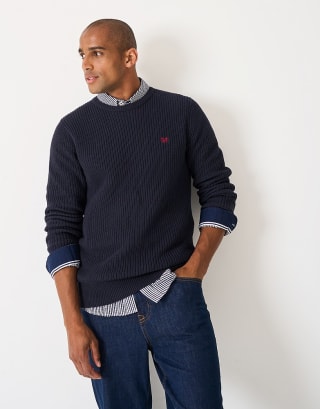 Crew Clothing Fisherman Rib Jumper Navy £19