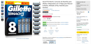 Paquete de 8 Cartuchos GILLETTE Mach3 por $314 | Amazon