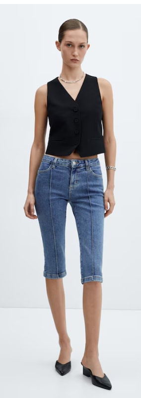 Jeans capri costuras decorativas para Mujer por 2.99€