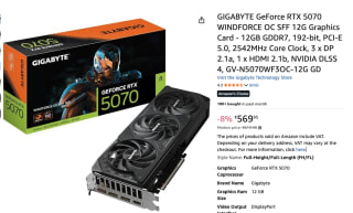 Gigabyte GeForce RTX 5070 Windforce SFF voor €569,95 via Amazon