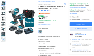 Combo Herramientas Makita 18V por $3,189 | Mercado Libre (Banamex)