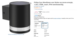 Philips Fyce Wandlamp voor Buiten op zonne-energie voor €19,95 bij Amazon
