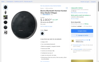 Bocina Harman Kardon Onyx Studio 9 por $2,801 | Mercado Libre