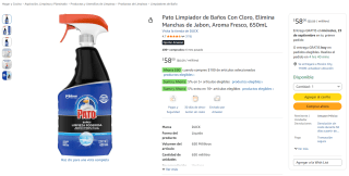 Pato Limpiador de Baños con Cloro 650 mL por $43 en Amazon