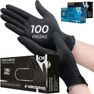 SELECTSHOP Pack de 100 guantes de nitrilo vinil por $79 en Amazon