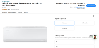 Mini Split 1Ton Inverter Solo Frío por $5,414