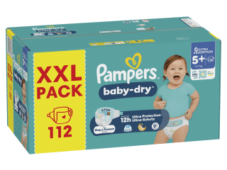 Pampers Baby‑Dry luiers maat 5+ (112 st.) voor €26,95 bij iBOOD