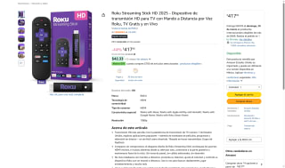 Roku Streaming Stick HD 2025 por $4,170 | Amazon