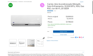 Minisplit Solo Frío R32 12,000 BTU por $6,299 | Oferta Costco