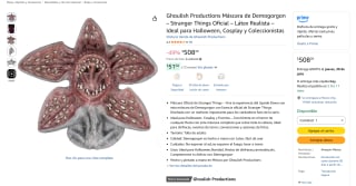 Máscara Oficial Demogorgon Stranger Things por $508 | Oferta Amazon