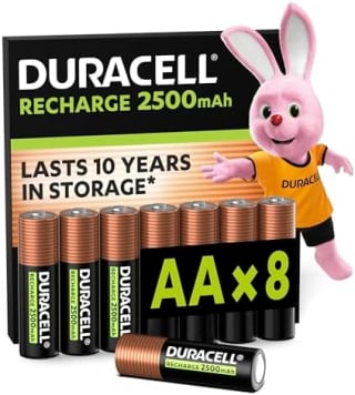 DURACELL Rechargeables Piles AA (lot de 8) 2500 mAh pour 12,93€ chez Amazon