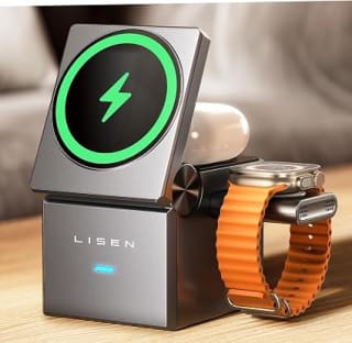 LISEN Cubo 3 en 1 Cargador Inalámbrico 15W con MagSafe por $439 en Amazon