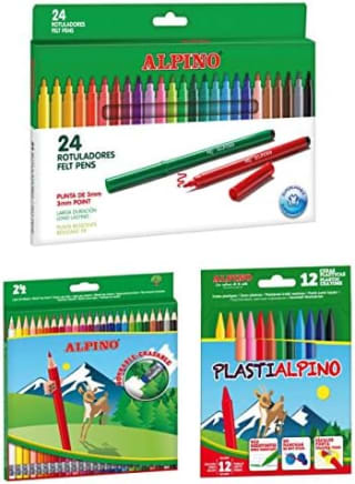 Alpino Pack Escolar 24 Lápices de Colores, 24 Rotuladores y 12 Ceras por 8.95€