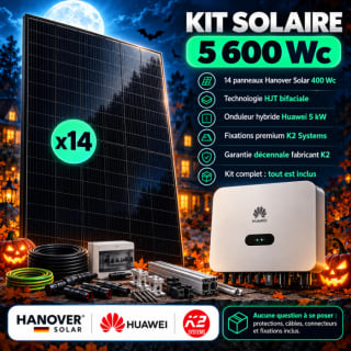 Kit solaire autoconsommation 5600 Wc Huawei et panneaux HJT pour 2.490€ chez Upwatt