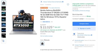 Laptop Machenike i7 512GB RTX 5050 por $22,025 | Oferta Mercado Libre