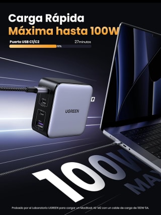 UGREEN Nexode 100W (3× USB‑C + 1× USB‑A) por $669 en Amazon