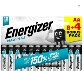 Pack de 12 Pilas Energizer Max Plus AA 1,5V por 8,38€ 50% (2da unidad)