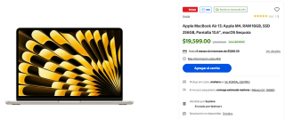 MacBook Air 13" M4 16GB 256GB por $15,639 | Walmart (Santander MSI)