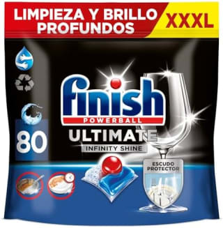 80 pastillas Finish Powerball Ultimate Infinity Shine lavavajillas por 13.49€