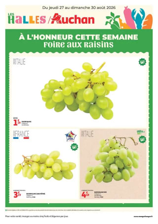 Raisin blanc Italia (origine Italie) pour 1,19€ chez Auchan