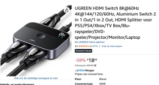 UGREEN HDMI 2.1 Switcher voor €18.69 bij Amazon