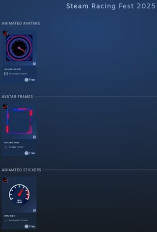 Steam Racing Fest 2025: Avatar, Marco y Sticker Animados Gratis