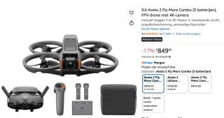DJI Avata 2 Fly More Combo (3 batterijen) voor €849,95 bij Amazon