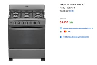 Estufa de Piso Acros 30" AFR2110G en $5,499 | Oferta Elektra