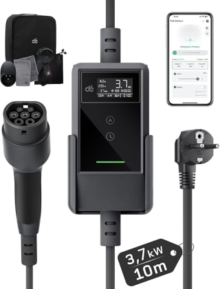 dé EV Charger Type 2 met APP 3,7kW [10m, 1-Fase, 6-16A] voor €129,95 bij Amazon