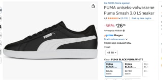 Puma Smash 3.0 Sneakers voor €26,56 bij Amazon