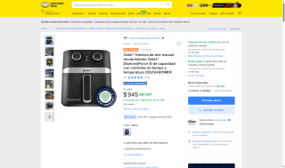 Freidora de aire Oster 4L por $851 | Mercado Libre