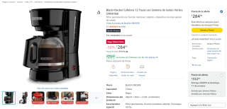 Black+Decker Cafetera 12 Tazas CM0916B por $284 en Amazon