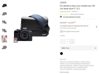 Kit Cámara Canon EOS R50 por $13,299 | Liverpool