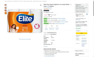 Elite Dúo Papel Higiénico 12 Rollos por $47 | Oferta Amazon