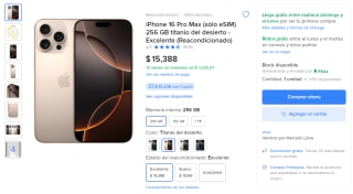 iPhone 16 Pro Max 256GB Reacondicionado por $12,319 en Mercado Libre