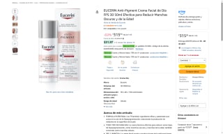 EUCERIN Anti-Pigment Crema Día FPS30 50ml por $315 | Amazon