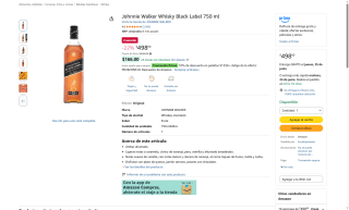 Johnnie Walker Black Label 750ml por $449 | Oferta Amazon