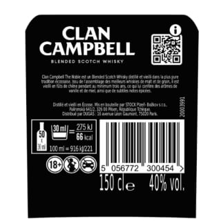 Whisky Blended Scotch Clan Campbell (150 cL) pour 30,39€ chez Carrefour