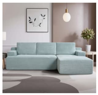 Canapé d'angle compressé droit fixe NESTA 3 places Velours côtelé Aqua à 359,99€