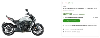 Motocicleta Zontes V1 350 CC Plata 2025 por $89,999 | Bodega Aurrera