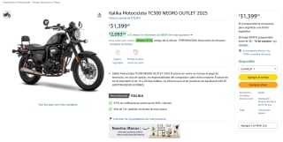Motocicleta Italika TC300 por $26,689 en Amazon