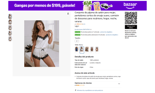 Conjunto Pijama Satén Mujer por $46 | Amazon