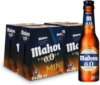 Mahou 0,0 Tostada, Pack de 24 Botellas x 20 cl, Cerveza Sin Alcohol Dorada por 10,65€