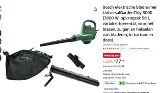 Bosch elektrische bladruimer UniversalGardenTidy 3000 voor €67,49 bij Amazon