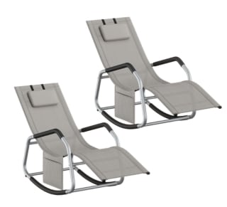 SONGMICS Jugeo de 2 Mecedora Silla Tumbona con Dispositivo de Fijación por 71.99€