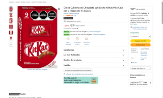 Obleas KitKat Chocolate con Leche 373.5g por $98 | Oferta Amazon
