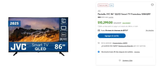 Pantalla JVC 86 QLED por $10,299 | Sam's Club