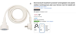Brennenstuhl kwaliteit kunststof verlengkabel met platte stekker 3 m. voor €4,36