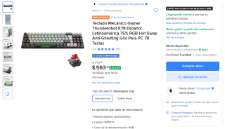 Teclado Thunderobot K78 75% RGB por $563 | Mercado Libre